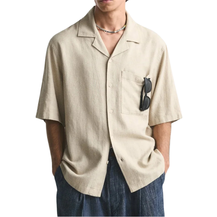 Camisa Masculina em Linho Relaxed Fit Stoppa ST360